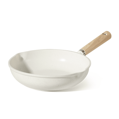 Carote Nonstick Frying Pan 9.5" Skillet With Induction, Egg Omelet Pan Non-Stick Chef's Pan Compatible for All Stoves, Bon Appetit, White Granite