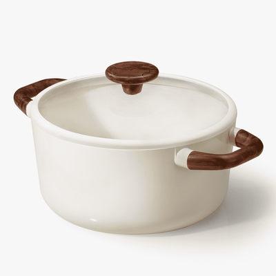 Carote 5 QT Stock Pot with Lid, Ceramic Nonstick Soup Pot, Induction Compatible, Easy to Clean, White