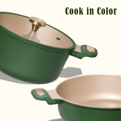 Carote 5 QT Stock Pot with Lid, Nonstick Soup Pot, Induction Compatible, Easy to Clean, Green